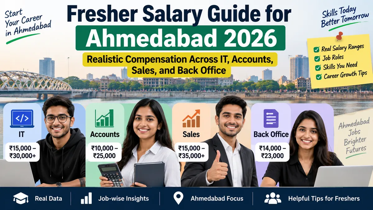 Fresher Salary Guide for Ahmedabad 2026: Realistic Compensation Across IT, Accounts, Sales, and Back Office